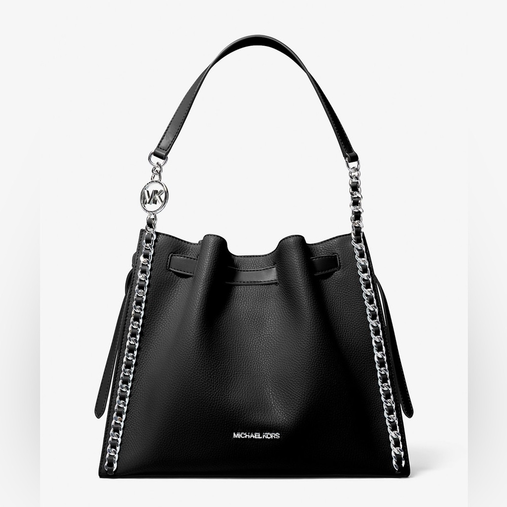 **NEW!***Michael Kors Black Mina Large Chain Leather Shoulder Bag